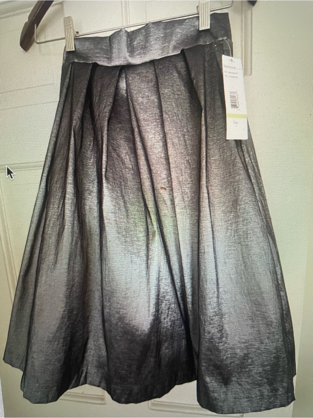 Chetta B Silver A-Line Midi Skirt